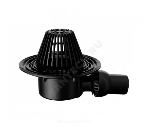 Воронка кровельная VB 520.0 Y с горизонтальным выпуском PP Дн 50 с листвоуловителем, регулируемым углом выпуска Fachmann 01.191