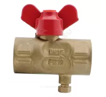 Кран для манометра шаровой латунь 11б27п(м)1 Ду 15 Ру16 ВР G1/2"-М20х1,5 с бабочкой без фланца с краном Маевского Пензапромарматура 022011211