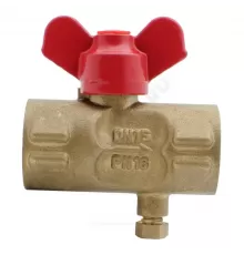 Кран для манометра шаровой латунь 11б27п(м)1 Ду 15 Ру16 ВР G1/2"-М20х1,5 с бабочкой без фланца с краном Маевского Пензапромарматура 022011211