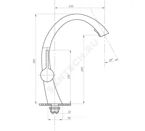Смеситель для кухонной мойки ручка сбоку одноручный с выдвижным изливом STEEL Профсан PSM-300-9
