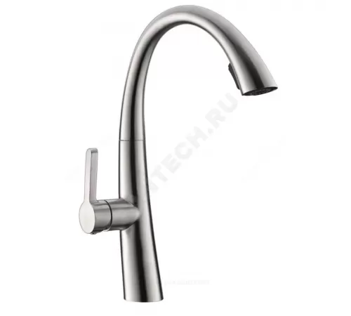 Смеситель для кухонной мойки ручка сбоку одноручный с выдвижным изливом STEEL Профсан PSM-300-9