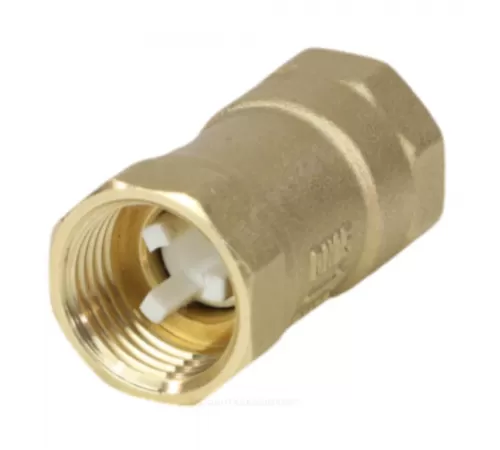 Клапан обратный латунь осевой Эко Ду 15 Ру16 Тмакс=110 оС ВР 1/2" диск пластик+EPDM SantechSystems