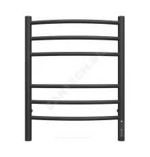 Полотенцесушитель электрический сталь Лесенка 118 Вт 450х600мм 6П со встроенным диммером справа черный муар Классик Терминус 4670078542984