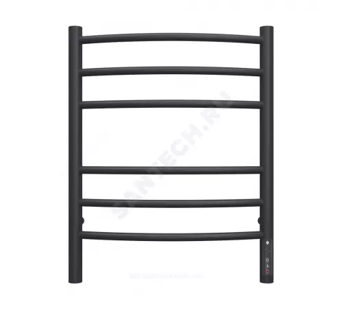 Полотенцесушитель электрический сталь Лесенка 118 Вт 450х600мм 6П со встроенным диммером справа черный муар Классик Терминус 4670078542984