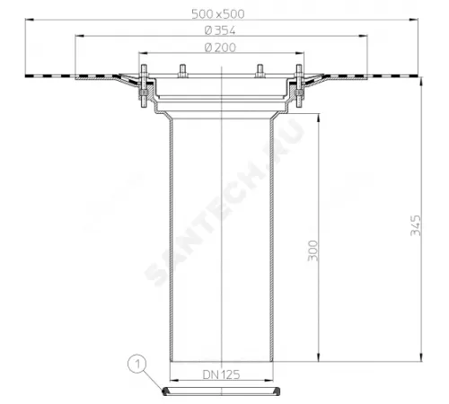Элемент надставной Дн 125 с гидроизоляционным полимербитумным полотном и уплотнительным резиновым кольцом HL HL65H