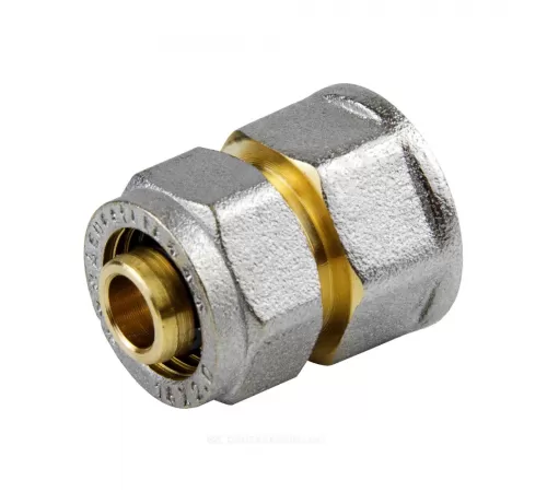 Муфта МП латунь никель обжим Дн 16х3/4" ВР ГОСТ 32415-2013 7002 Aquasfera 7002-02