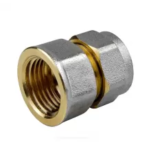 Муфта МП латунь никель обжим Дн 26х3/4" ВР ГОСТ 32415-2013 7002 Aquasfera 7002-05