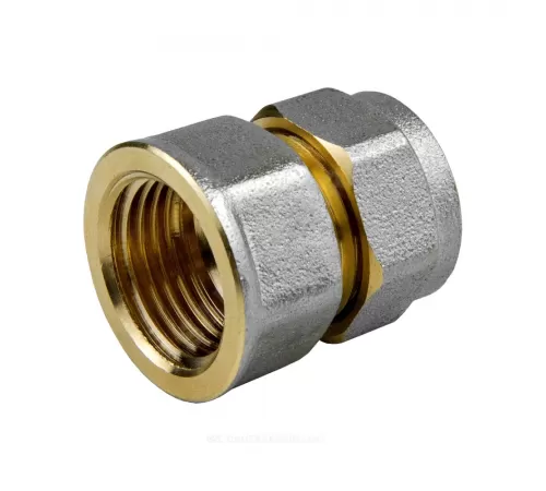 Муфта МП латунь никель обжим Дн 16х3/4" ВР ГОСТ 32415-2013 7002 Aquasfera 7002-02