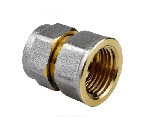 Муфта МП латунь никель обжим Дн 16х3/4" ВР ГОСТ 32415-2013 7002 Aquasfera 7002-02