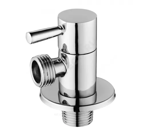 Клапан (вентиль) латунь бытовой хром угловой 1073 G1/2"х3/4" Ру16 НР с отражателем Aquasfera 1073-02