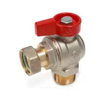 Кран шаровой латунь никель угловой R780 Ду 15 Ру16 НР/нак. гайка полнопроходной флажок красный Giacomini R780PX013