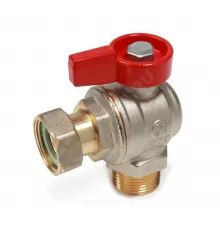 Кран шаровой латунь никель угловой R780 Ду 15 Ру16 НР/нак. гайка полнопроходной флажок красный Giacomini R780PX013