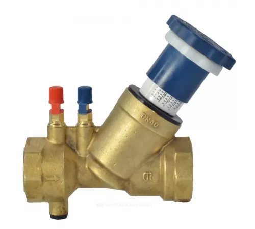 Клапан балансировочный ручной латунь Ду 40 G1 1/2" Ру25 Тмакс=110 оС ВР Kvs=27.5м3/ч с измерительными ниппелями OR 0621.042
