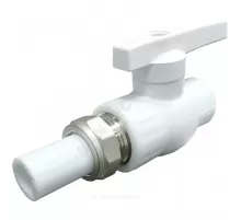 Кран шаровой PP-R полнопроходной белый Дн 20 с односторонним разъемным соединением VALFEX 20244020