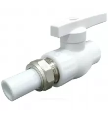 Кран шаровой PP-R полнопроходной белый Дн 20 с односторонним разъемным соединением VALFEX 20244020