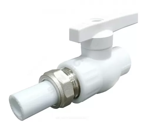 Кран шаровой PP-R полнопроходной белый Дн 20 с односторонним разъемным соединением VALFEX 20244020
