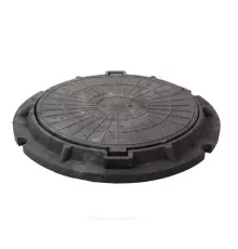 Люк полимер (легкий малогабаритный) черный круглый 750х580 h=60мм m=26кг 15кН ПП-630 ТехПласт