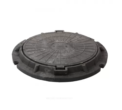 Люк полимер (легкий малогабаритный) черный круглый 750х580 h=60мм m=26кг 15кН ПП-630 ТехПласт