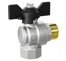 Кран шаровой латунь никель угловой Pride Ду 15 Ру40 ВР/НР бабочка черная LD 47.202.15