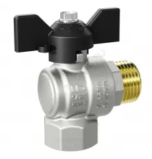 Кран шаровой латунь никель угловой Pride Ду 15 Ру40 ВР/НР бабочка черная LD 47.202.15