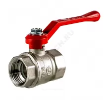 Кран шаровой латунь никель Стандарт 220 аналог 11б27п1 Ду 25 Ру40 ВР полнопроходной рычаг красный ГАЛЛОП 0107155