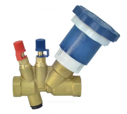 Клапан балансировочный ручной латунь Ду 15 G1/2" Ру25 Тмакс=110 оС ВР Kvs=2.5м3/ч с измерительными ниппелями OR 0621.015