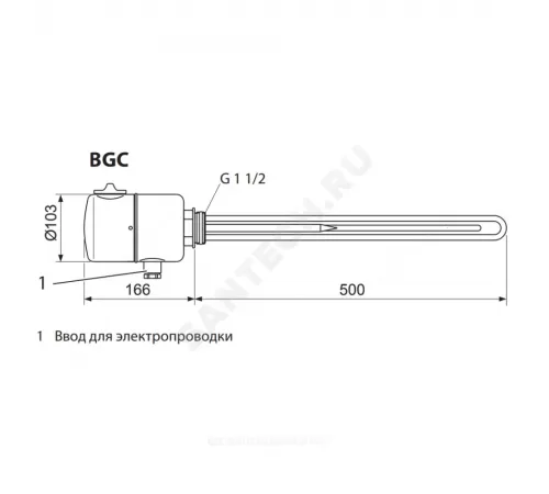 Элемент нагревательный BGC для бойлеров SB (кроме SB 650/3 AC) 1,0/2,0/3,0/4,0/5,7кВт Stiebel Eltron 075115