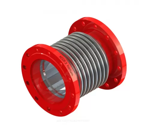 Компенсатор сильфонный осевой многослойный б/кожуха с внутренним экраном сталь нерж КСОF.3 Ду 32 Ру16 фл поворотный (фл сталь) L=160мм Hortum 0070032-050 сжатие/растяжение 25 мм/25 мм