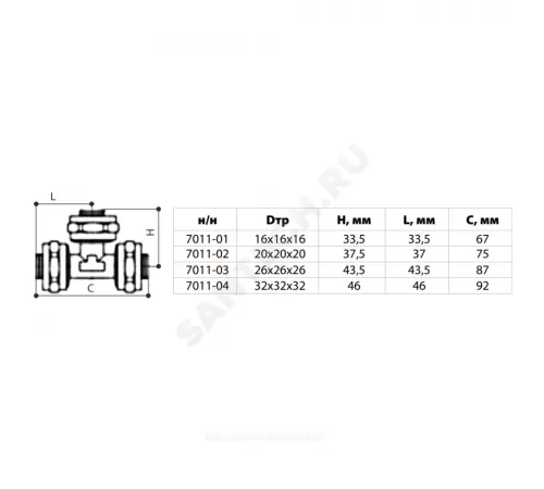Тройник МП латунь никель обжим Дн 26 ГОСТ 32415-2013 7011 Aquasfera 7011-03