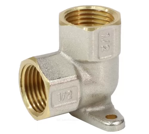 Угольник латунь никель установочный Ду 15 (1/2") ВР/ВР 9004 ГОСТ 32585-2013 Aquasfera 9004-01