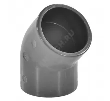 Отвод ПВХ Дн 20х45гр Ру16 серый напорный под клеевое соединение Aquaviva ELW02045