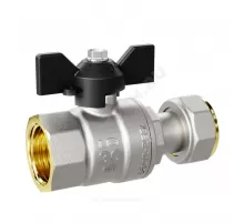 Кран шаровой латунь никель Pride Ду 15 Ру40 ВР/нак. гайка бабочка черная LD 47.346.15