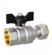 Кран шаровой латунь никель Pride Ду 15 Ру40 ВР/нак. гайка бабочка черная LD 47.346.15