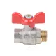 Кран шаровой латунь никель Эксперт Ду 25 Ру40 ВР/НР полнопроходной бабочка красная Dist Н123Б