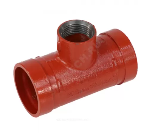 Тройник переходной под резьбу грувлок ковкий чугун XGQT08S Ду100х65 (Дн108х2 1/2") Ру25 JIANZHI