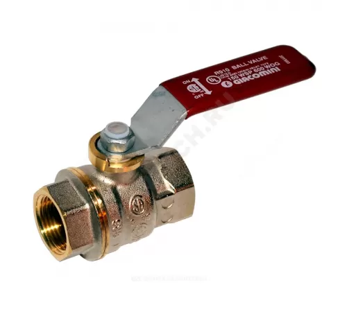 Кран шаровой DADO латунь никель R910 Ду 50 Ру35 ВР полнопроходной рычаг красный Giacomini R910X028