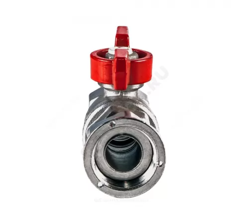 Кран шаровой латунь хром R752 Ду 15х20 Ру42 ВР/нак. гайка полнопроходной бабочка красная с накидной гайкой для счетчиков Giacomini R752X003