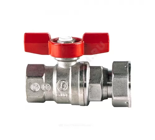 Кран шаровой латунь хром R752 Ду 15х20 Ру42 ВР/нак. гайка полнопроходной бабочка красная с накидной гайкой для счетчиков Giacomini R752X003