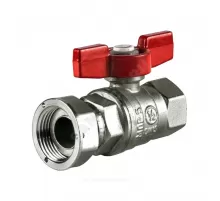 Кран шаровой латунь хром R752 Ду 15х20 Ру42 ВР/нак. гайка полнопроходной бабочка красная с накидной гайкой для счетчиков Giacomini R752X003