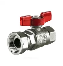 Кран шаровой латунь хром R752 Ду 15х20 Ру42 ВР/нак. гайка полнопроходной бабочка красная с накидной гайкой для счетчиков Giacomini R752X003