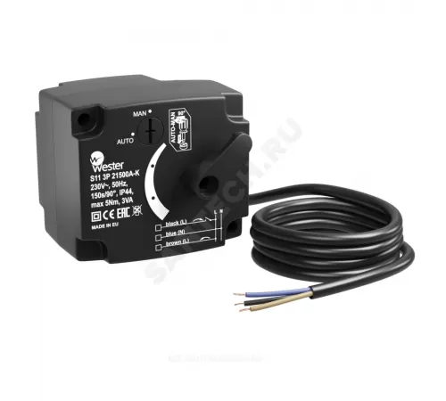 Электропривод 3-х точечный S11 3P 21500A-K 90° 150с 5Нм 230В Wester 0-04-0100