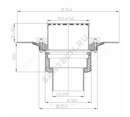 Воронка кровельная HL62B с вертикальным выпуском PP Дн 110 с трапом, теплоизоляцией, обжимным фланцем HL HL62B/1