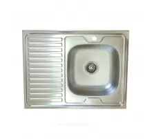 Мойка правосторонняя накладная 800х600х160мм сталь нержавеющая AISI 430 без сифона выпуск 1 1/2" Владикс L-401