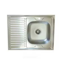 Мойка правосторонняя накладная 800х600х160мм сталь нержавеющая AISI 430 без сифона выпуск 1 1/2" Владикс L-401