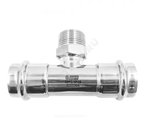 Тройник сталь нерж AISI 304 Дн 18х1/2"х18 пресс/НР SantechSystems