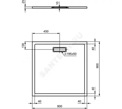 Поддон душевой акрил квадрат ULTRAFLAT NEW 900х900х25 Ideal Standard T446701