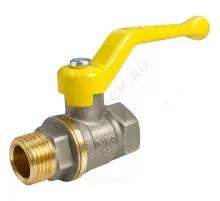 Кран шаровой латунь никель газ 11Б27фтМ Ду 25 Ру40 ВР/НР полнопроходной рычаг VALFEX VF.272.NR3.100