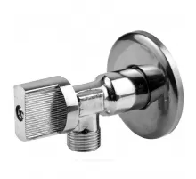 Кран шаровой латунь бытовой хром угловой 1043 G1/2"х3/8" Ру10 НР переходной бабочка с отражателем Aquasfera 1043-01