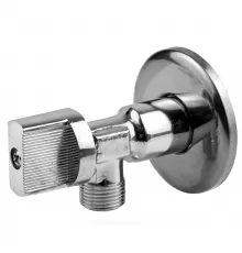 Кран шаровой латунь бытовой хром угловой 1043 G1/2"х3/8" Ру10 НР переходной бабочка с отражателем Aquasfera 1043-01