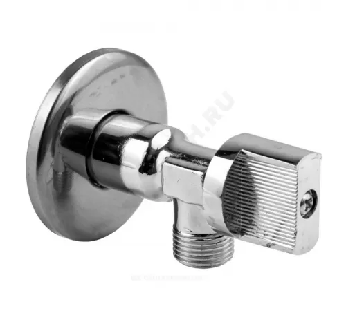 Кран шаровой латунь бытовой хром угловой 1043 G1/2"х3/8" Ру10 НР переходной бабочка с отражателем Aquasfera 1043-01